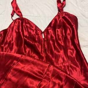 Red Silk Slip Dress (fits like XL)